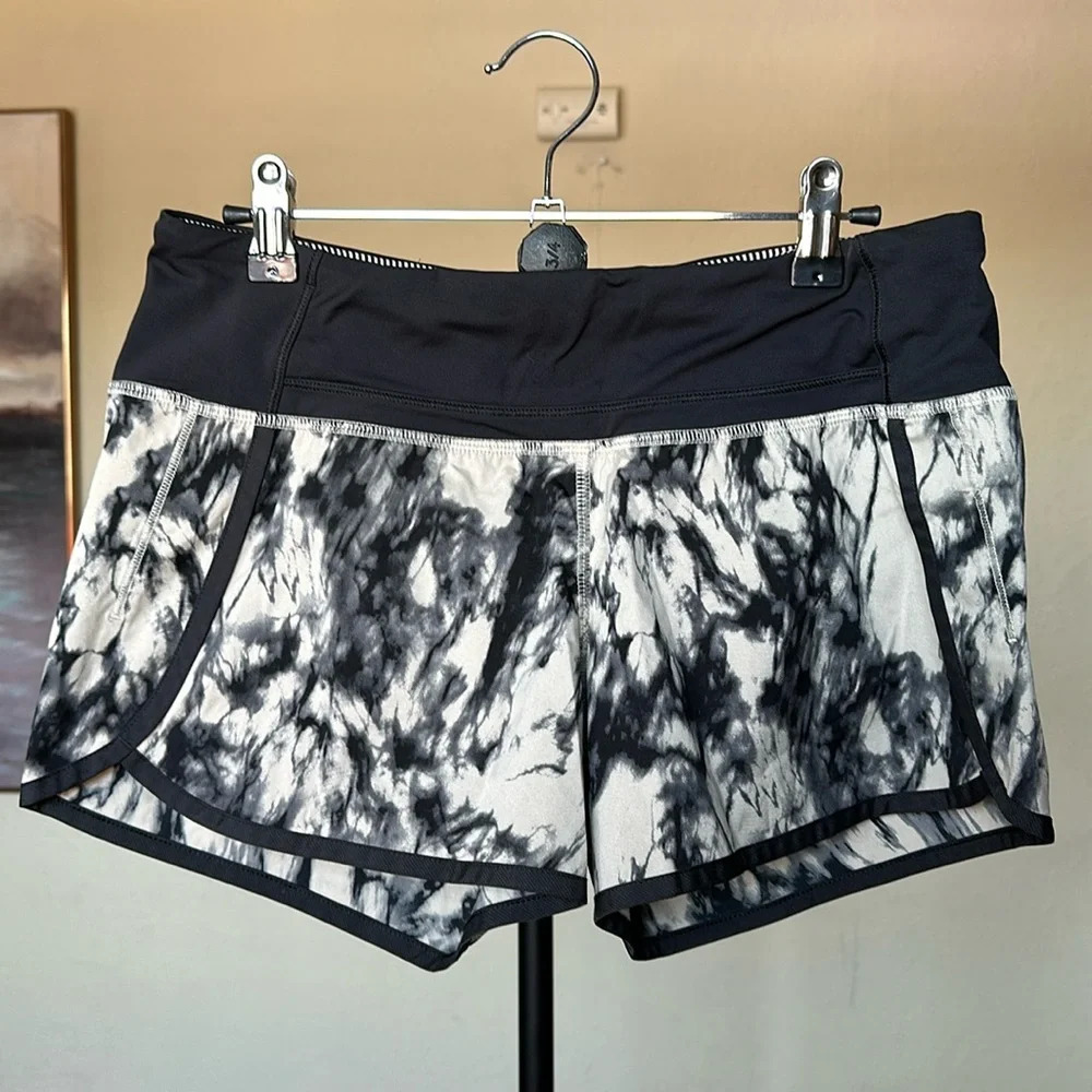 Lululemon Run Times Short Great Granite Black Mojave Tan Stretch 4" Inseam Sz 6